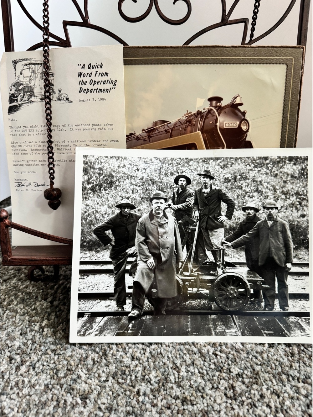 Vintage 1910 Mt. Pleasant PA Section Gang Photo & 1984 Train Photo Set